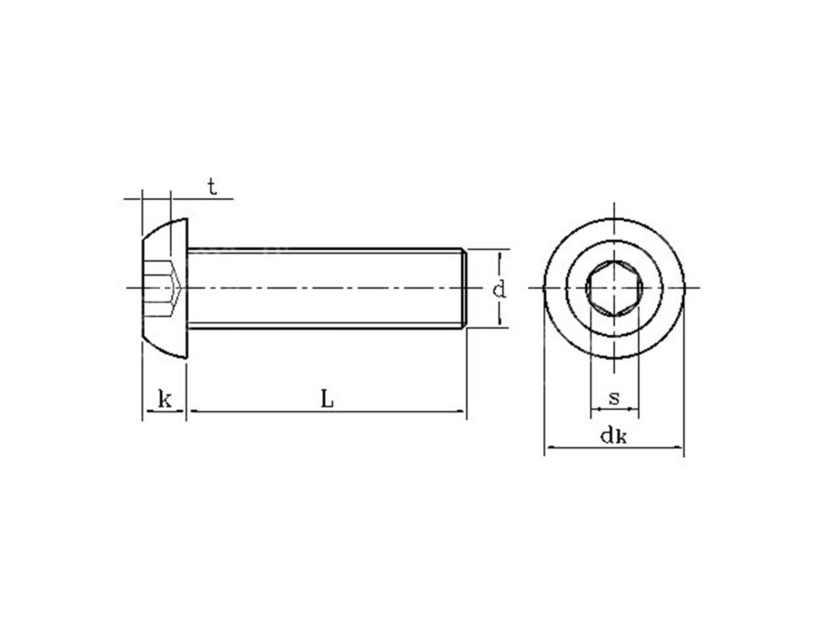 12.9 grade Round Head Hex Scoket M3 Screw